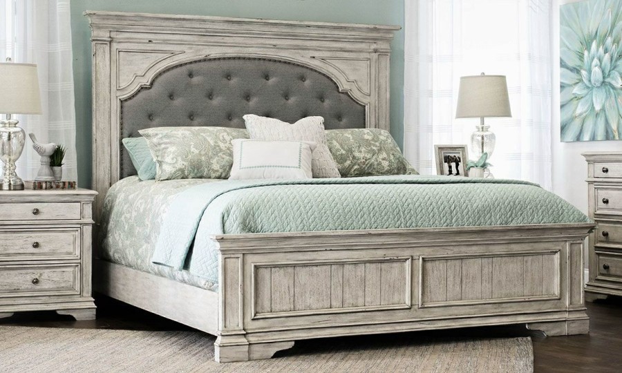 Bedroom * | Highland Park White Upholstered Beds Official