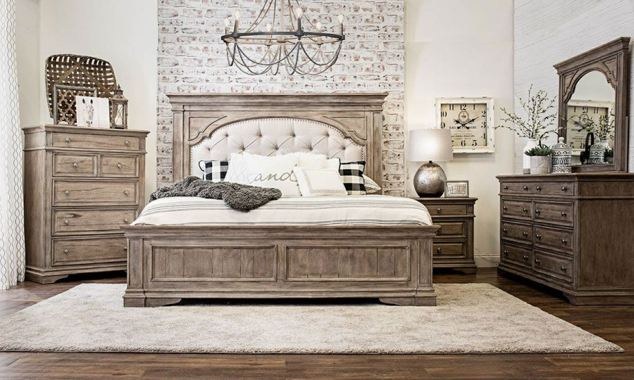 Bedroom * | Highland Park Driftwood Upholstered Beds Cut Price