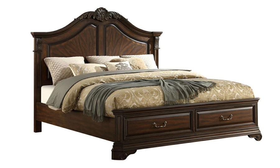 Bedroom * | Monroe Cherry Storage Beds Shop