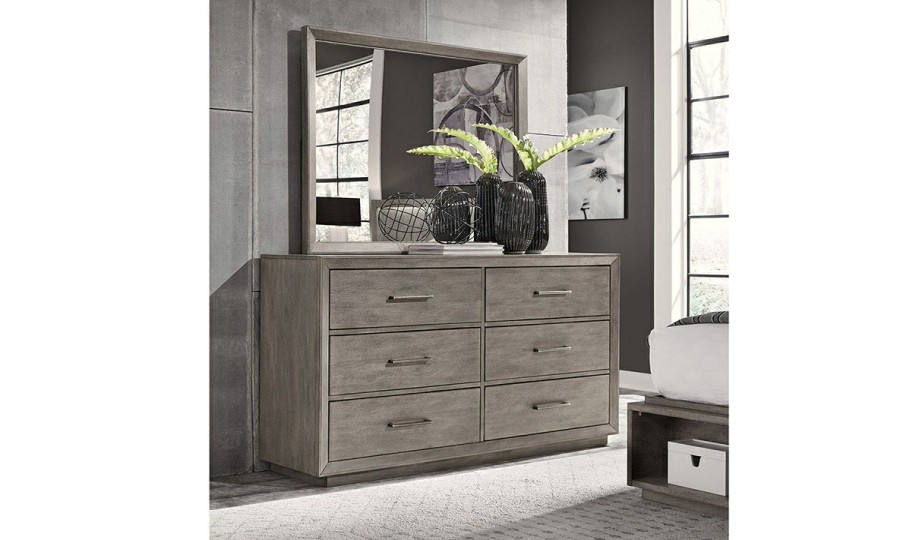 Bedroom * | Platinum Gray Linen 6-Drawer Dresser Fashion