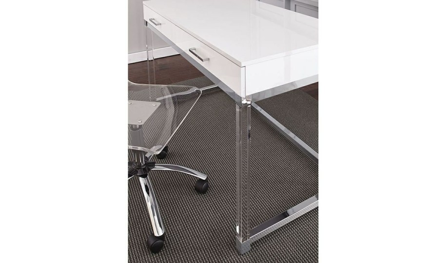 Office * | Everett White And Acrylic Desk Attractive