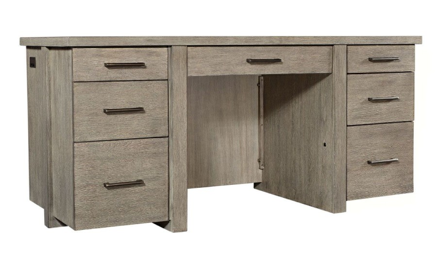 Office * | Platinum Gray Linen 66" Executive Desk Clearance