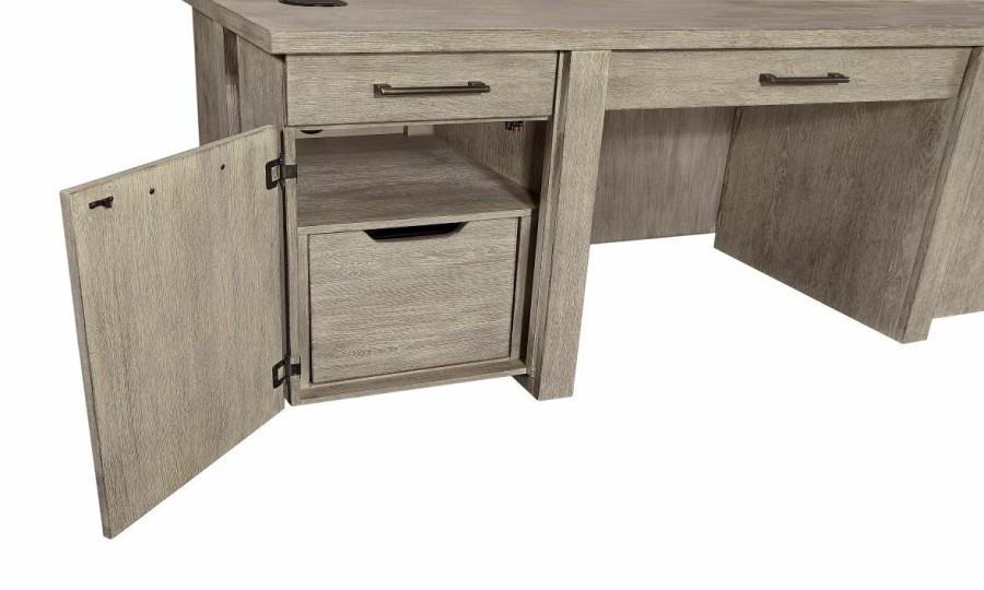 Office * | Platinum Gray Linen Credenza New Threads