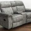 Living Room * | Kisner Gray Dual Reclining Console Loveseat Hot Sell