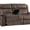 Living Room * | Kisner Mink Dual Reclining Console Loveseat New