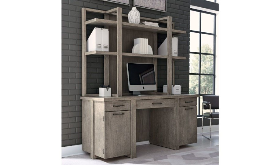 Office * | Platinum Gray Linen 2- Piece Desk New Threads