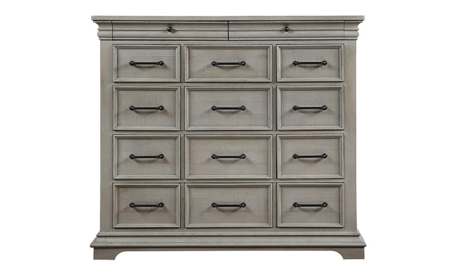 Bedroom * | Lansing Weathered Gray 14-Drawer Gentleman'S Chest Hot Selling