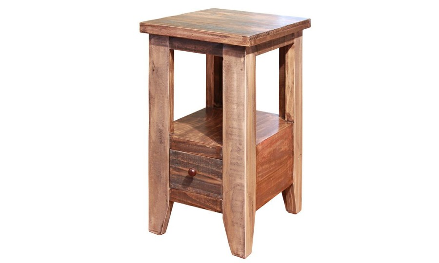 Living Room * | Aster Antique Brown 1-Drawer Chair Side Table Best Price